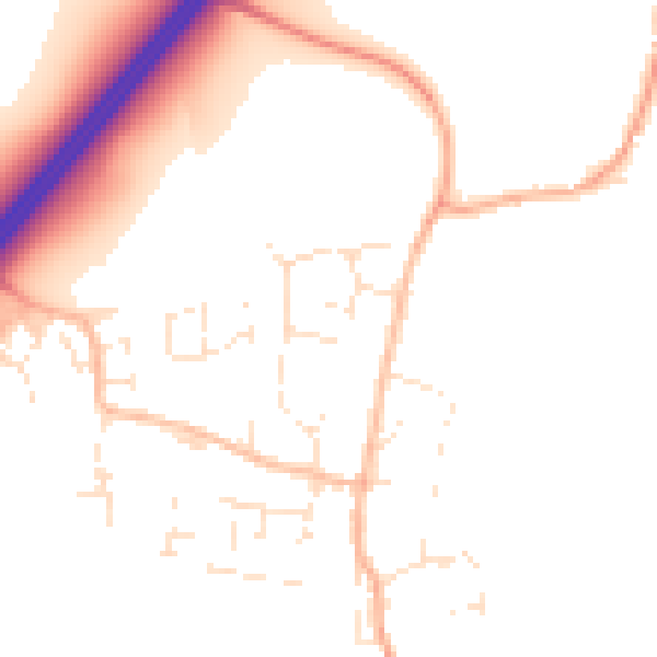 Daytime road noise heatmap for TA3 5DZ