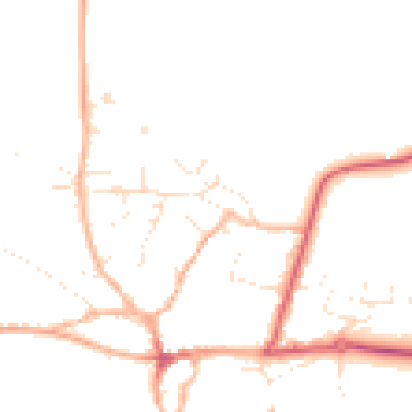 Daytime road noise heatmap for TA4 2LW
