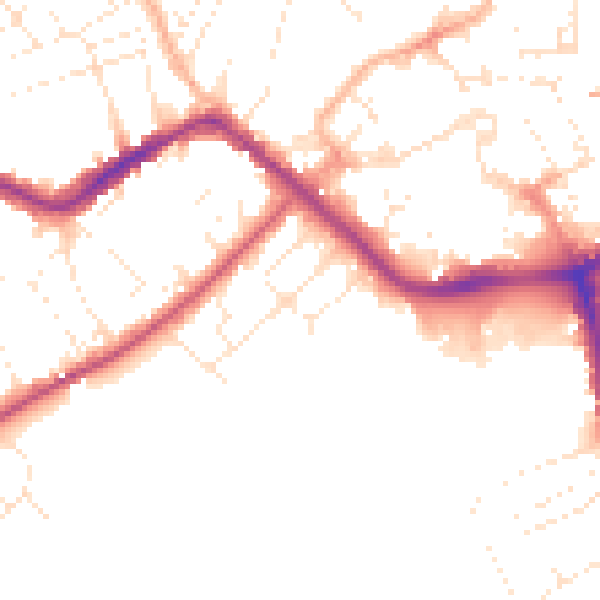 Daytime road noise heatmap for TA6 3AX