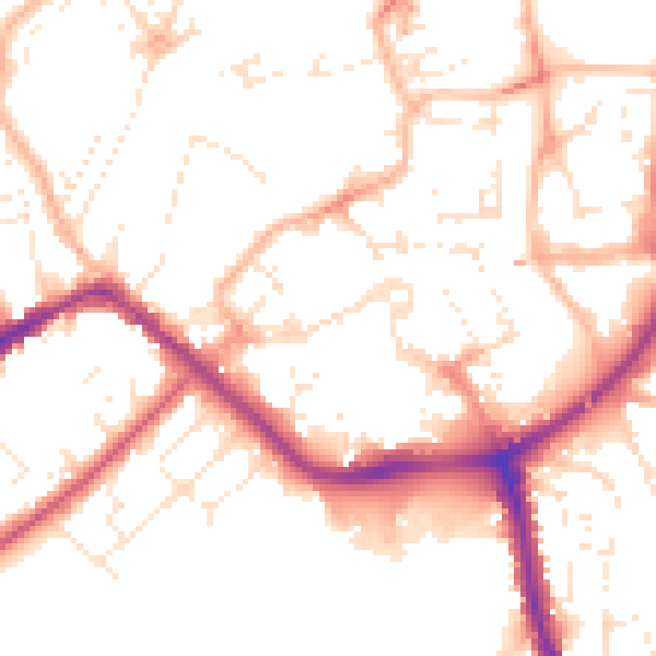 Daytime road noise heatmap for TA6 3BG