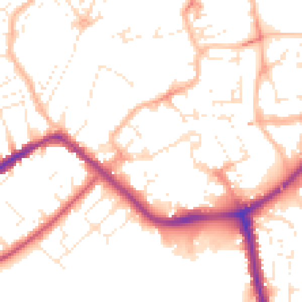 Daytime road noise heatmap for TA6 3BL