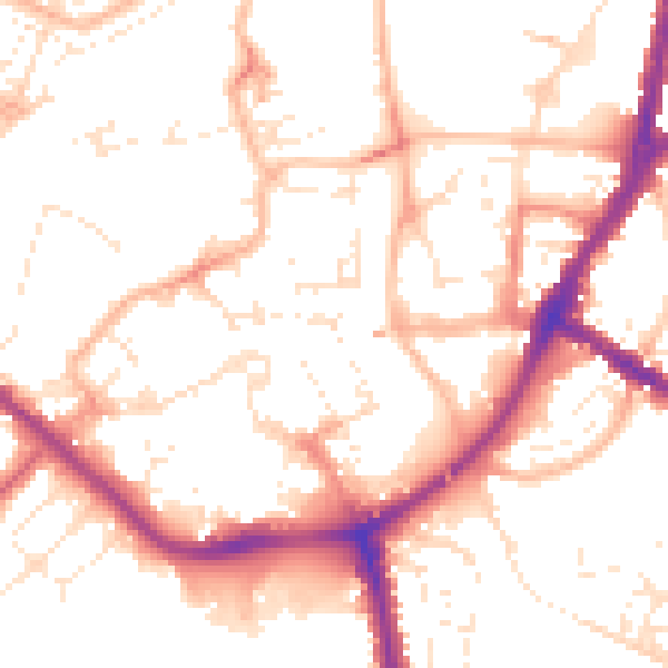 Daytime road noise heatmap for TA6 3BZ