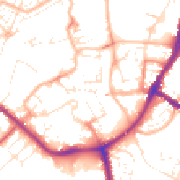 Daytime road noise heatmap for TA6 3DA