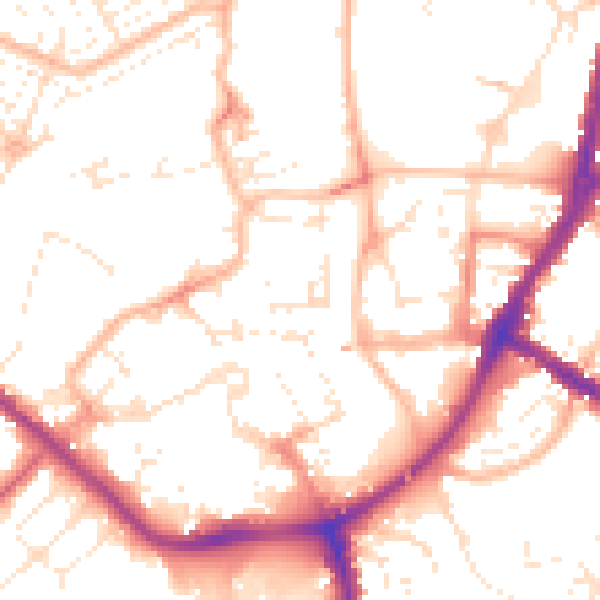 Daytime road noise heatmap for TA6 3DB