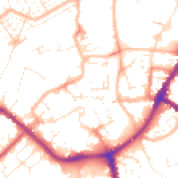 Daytime road noise heatmap for TA6 3DG