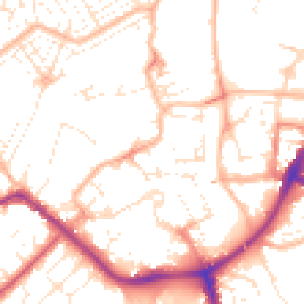Daytime road noise heatmap for TA6 3DJ