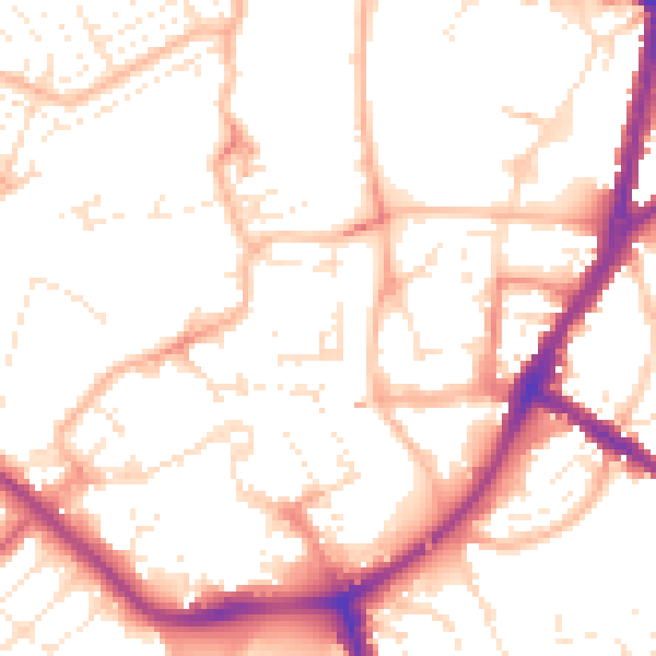 Daytime road noise heatmap for TA6 3DN