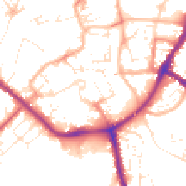 Daytime road noise heatmap for TA6 3DZ