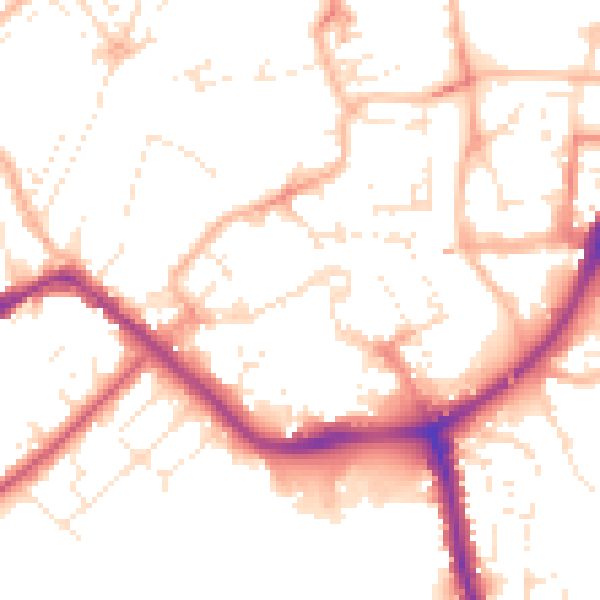 Daytime road noise heatmap for TA6 3ED