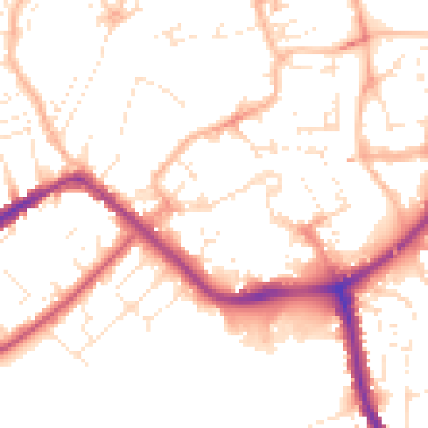 Daytime road noise heatmap for TA6 3EE