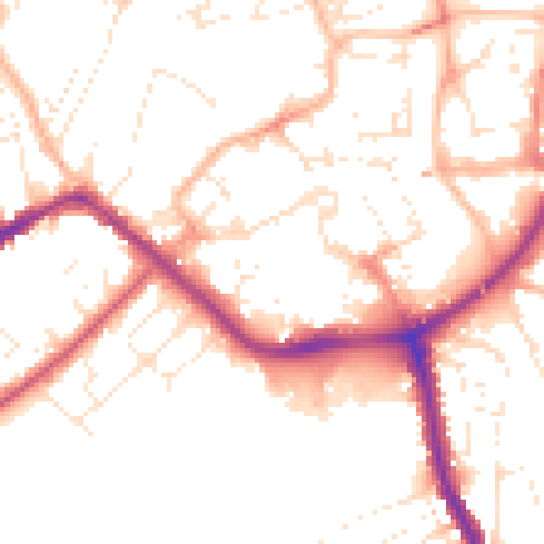 Daytime road noise heatmap for TA6 3EG