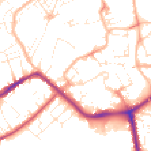 Daytime road noise heatmap for TA6 3EP