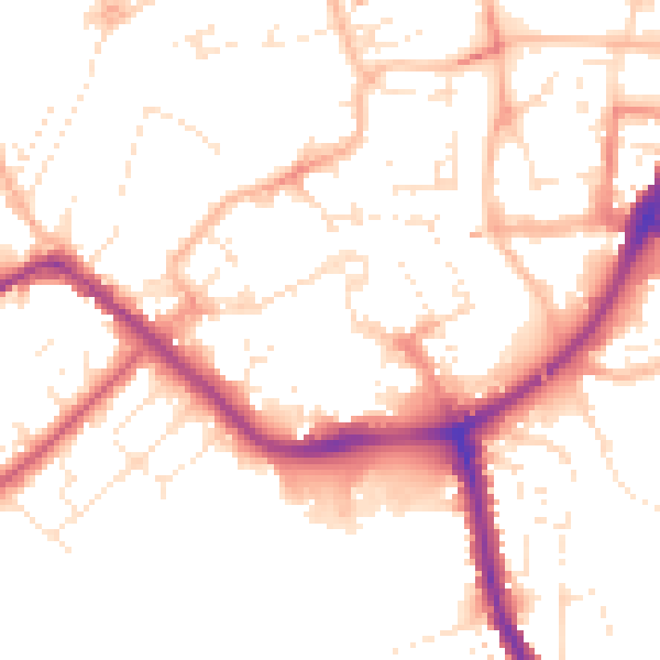 Daytime road noise heatmap for TA6 3EQ