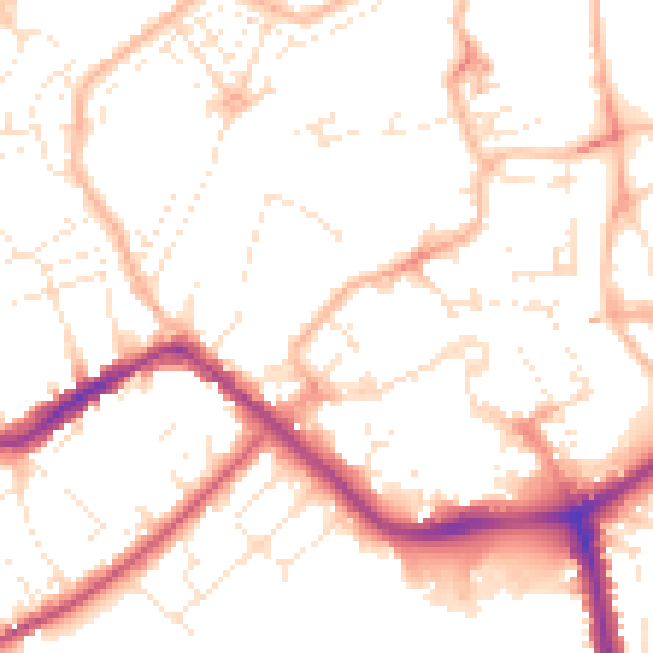 Daytime road noise heatmap for TA6 3ER