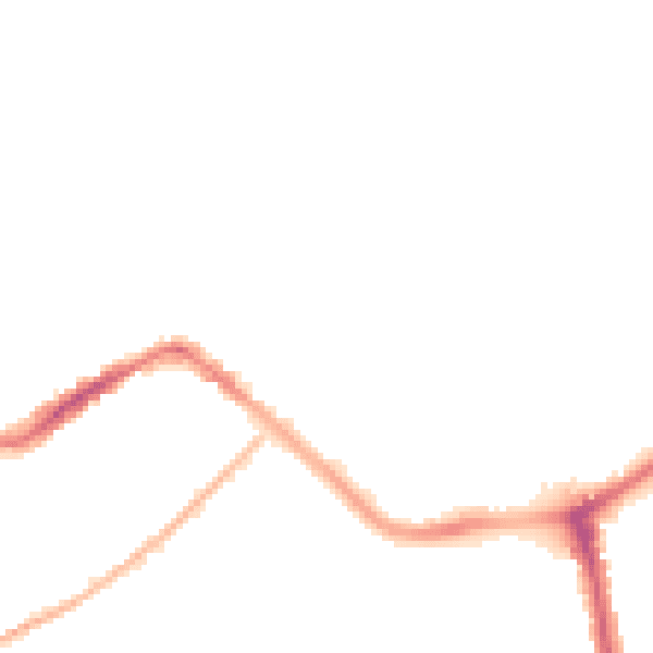 Night-time road noise heatmap for TA6 3ER