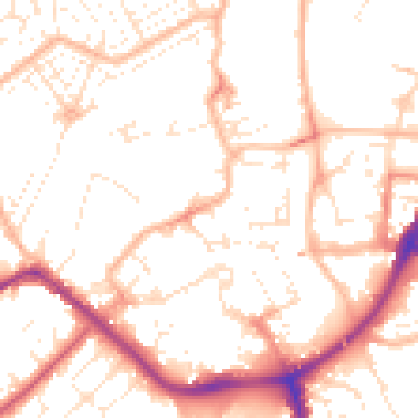Daytime road noise heatmap for TA6 3EU