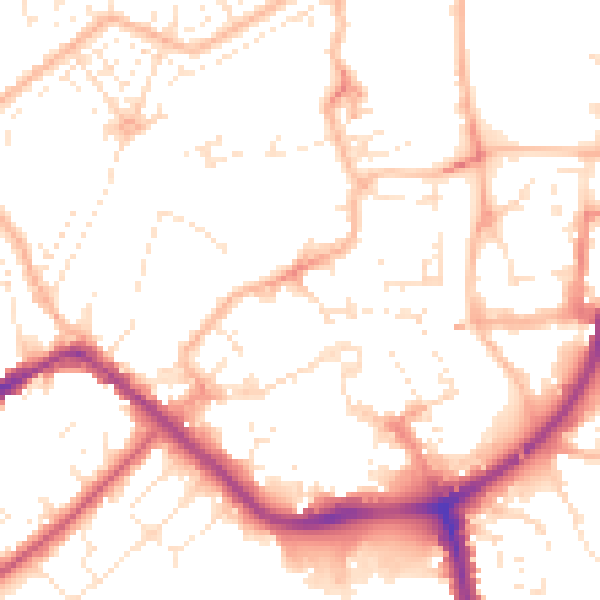 Daytime road noise heatmap for TA6 3EW