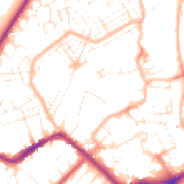 Daytime road noise heatmap for TA6 3EZ