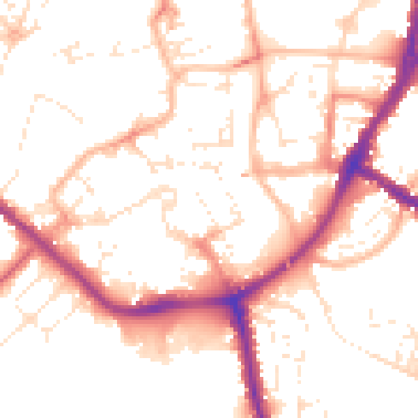 Daytime road noise heatmap for TA6 3FA