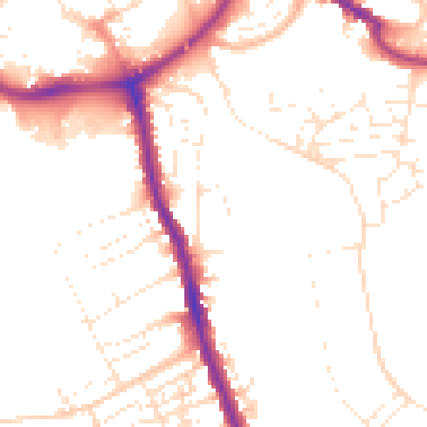 Daytime road noise heatmap for TA6 3FB