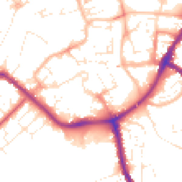 Daytime road noise heatmap for TA6 3FD