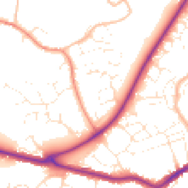 Daytime road noise heatmap for TA6 3FF