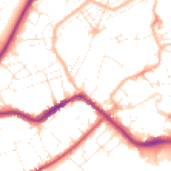 Daytime road noise heatmap for TA6 3HE