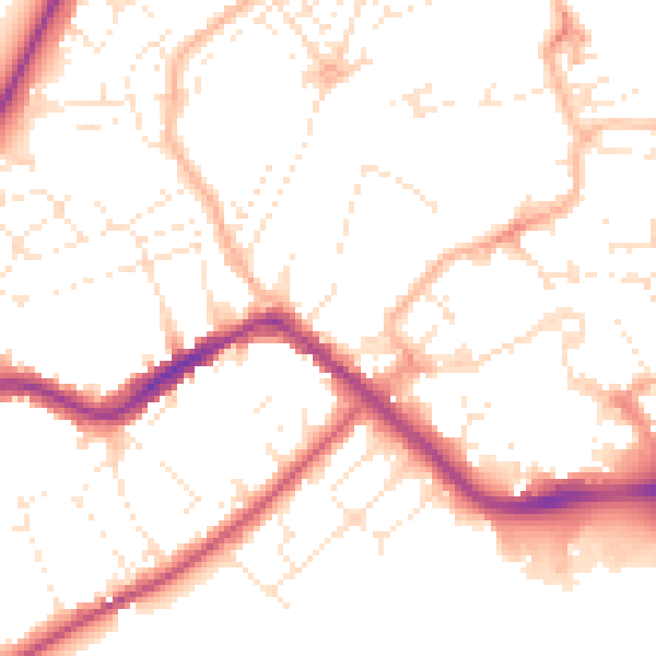 Daytime road noise heatmap for TA6 3HH