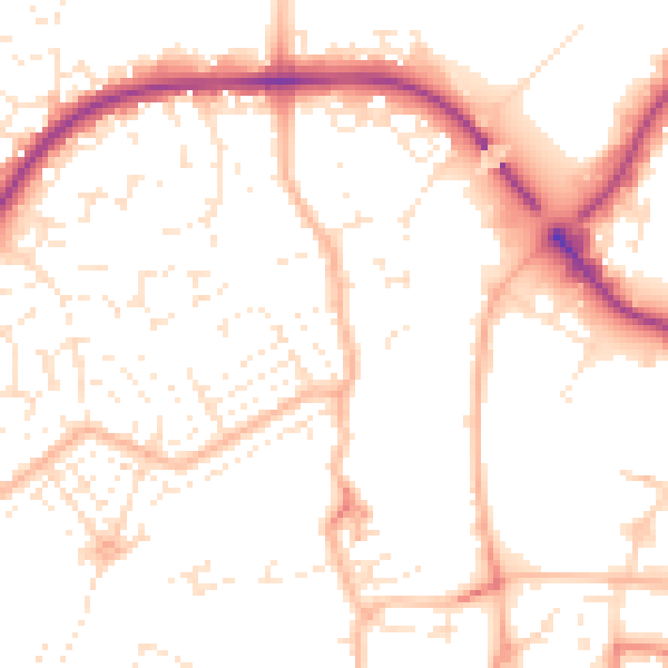 Daytime road noise heatmap for TA6 3HU
