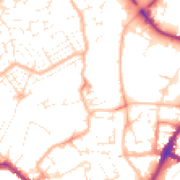 Daytime road noise heatmap for TA6 3JY