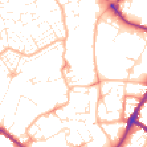 Daytime road noise heatmap for TA6 3JZ