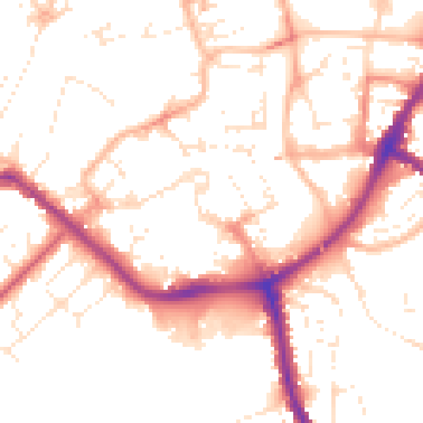 Daytime road noise heatmap for TA6 3LY