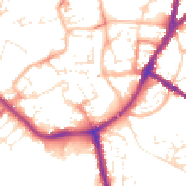 Daytime road noise heatmap for TA6 3NP