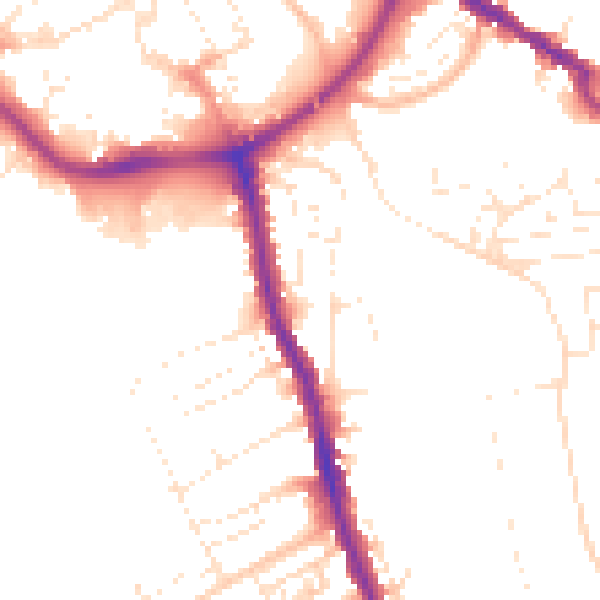 Daytime road noise heatmap for TA6 3NS