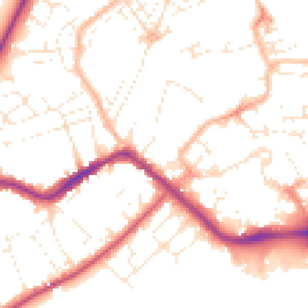 Daytime road noise heatmap for TA6 3PB