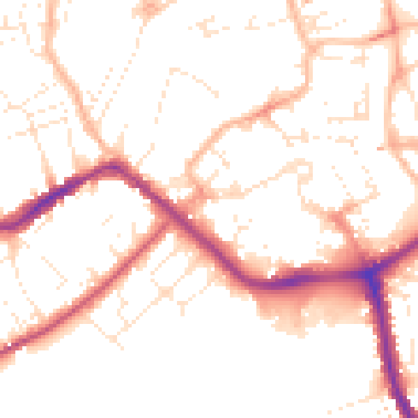 Daytime road noise heatmap for TA6 3PF