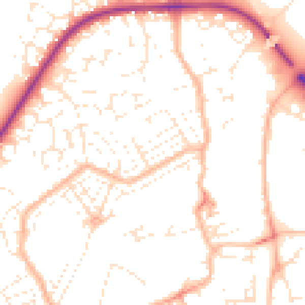 Daytime road noise heatmap for TA6 3QT
