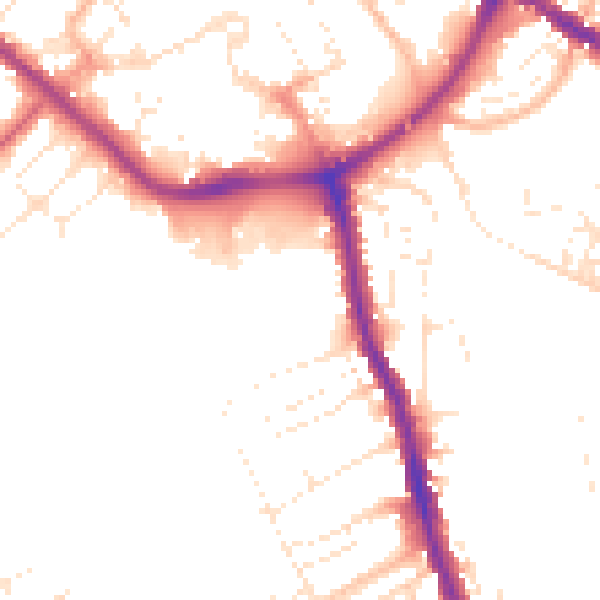 Daytime road noise heatmap for TA6 3RY