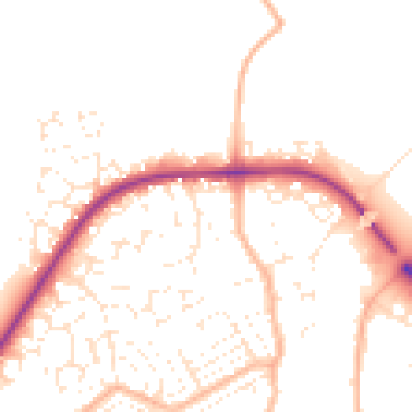Daytime road noise heatmap for TA6 3TW