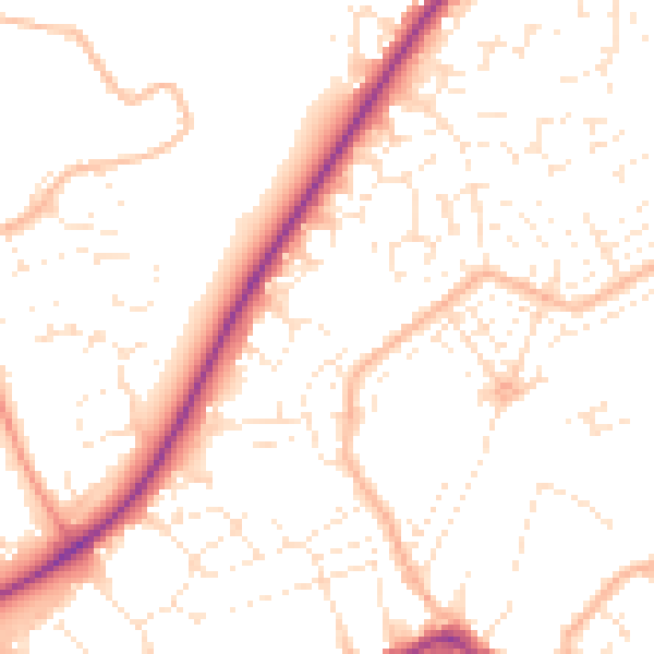 Daytime road noise heatmap for TA6 3UL