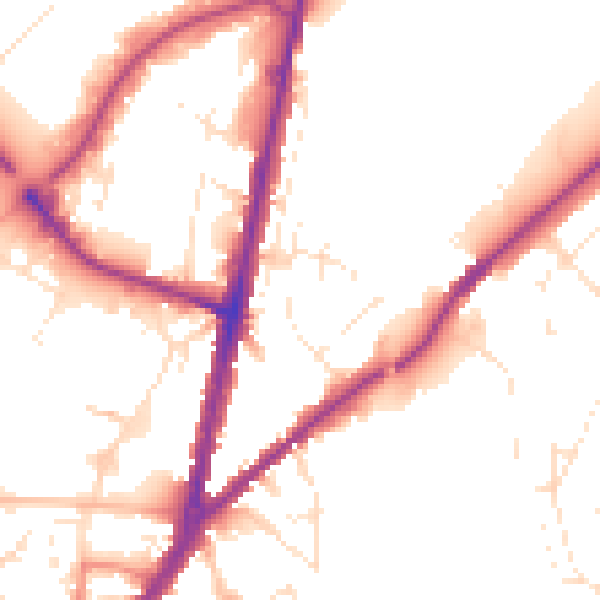 Daytime road noise heatmap for TA6 4BD