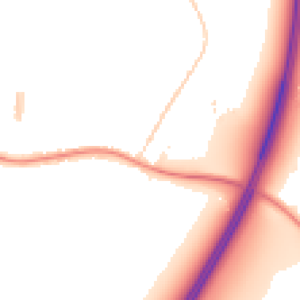 Night-time road noise heatmap for TA6 4DZ