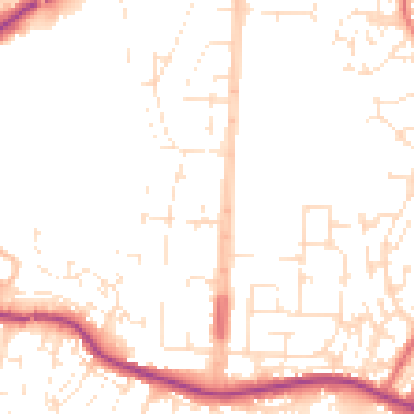 Daytime road noise heatmap for TA6 4NY