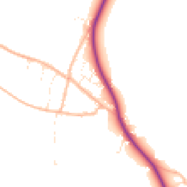 Daytime road noise heatmap for TA6 4RY