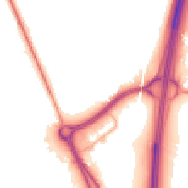 Night-time road noise heatmap for TA6 4TH