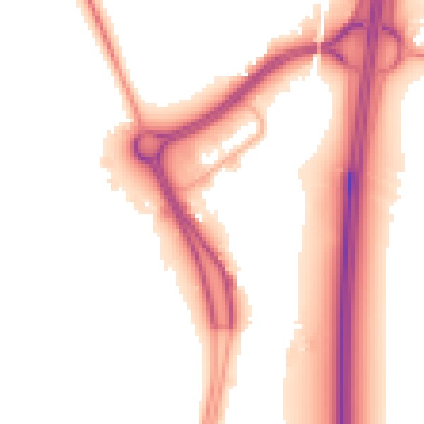 Night-time road noise heatmap for TA6 4TL