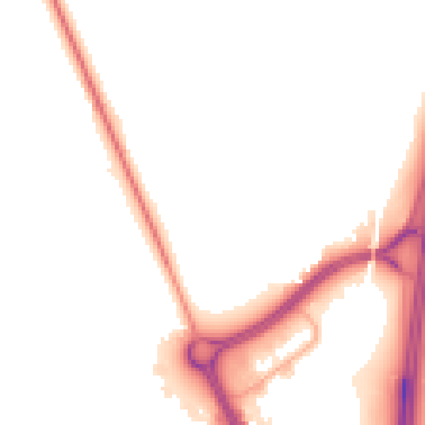 Night-time road noise heatmap for TA6 4TW