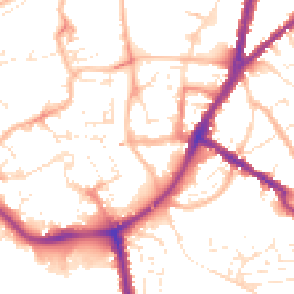 Daytime road noise heatmap for TA6 5AB