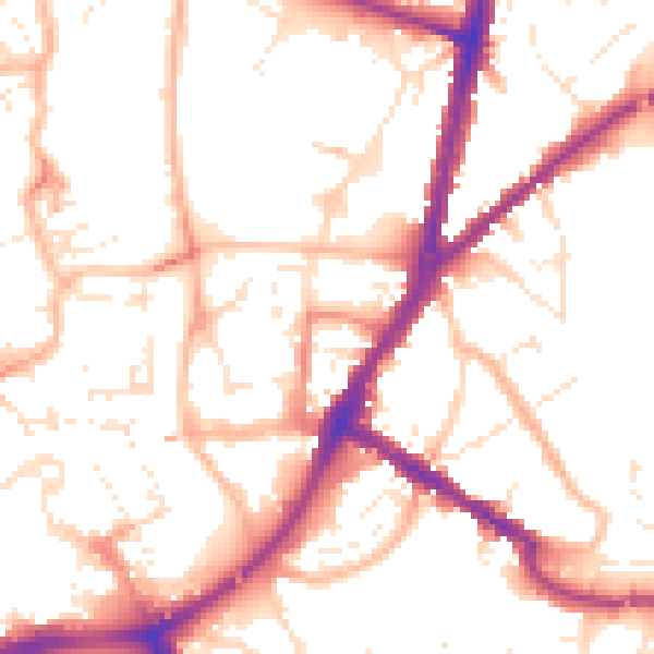 Daytime road noise heatmap for TA6 5AU