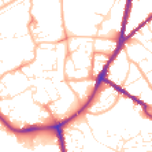 Daytime road noise heatmap for TA6 5AX
